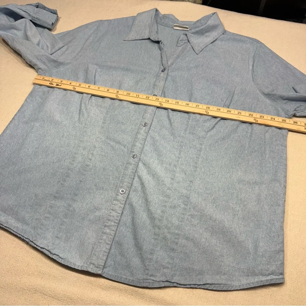 White Stag Woman - Light Blue Denim Shirt - Size 2X (18W/20W) - Picture 9 of 12